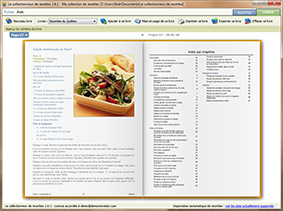 Index des recettes par chapitre dans les livres de cuisine